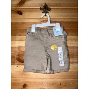 NWT Size 3T Boys' Rolled Hem Super Stretch Pull-On Jean Shorts Khaki Cat & Jack
